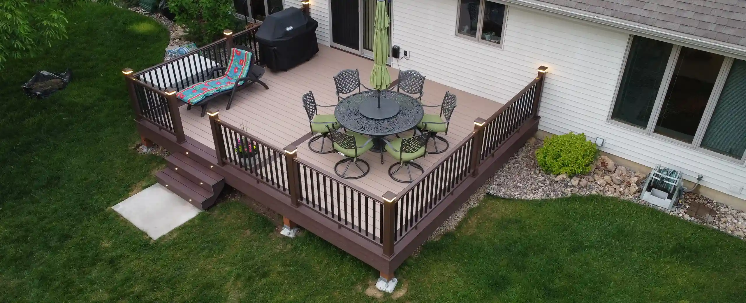 deck with deck railing and deck lighting - Deck Accesories - Railings and Lighting for Decks in Madison, Wisconsin