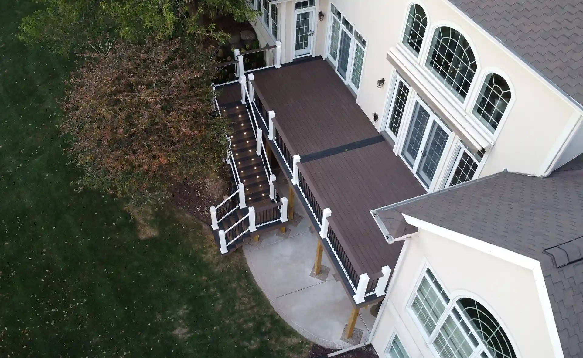 photo of an elevated deck with dry space underneath for a patio